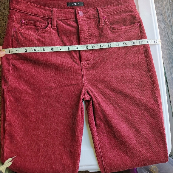7 for all mankind ultra high-rise skinny boot tailorless burgundy corduroy Pants - Picture 10 of 17